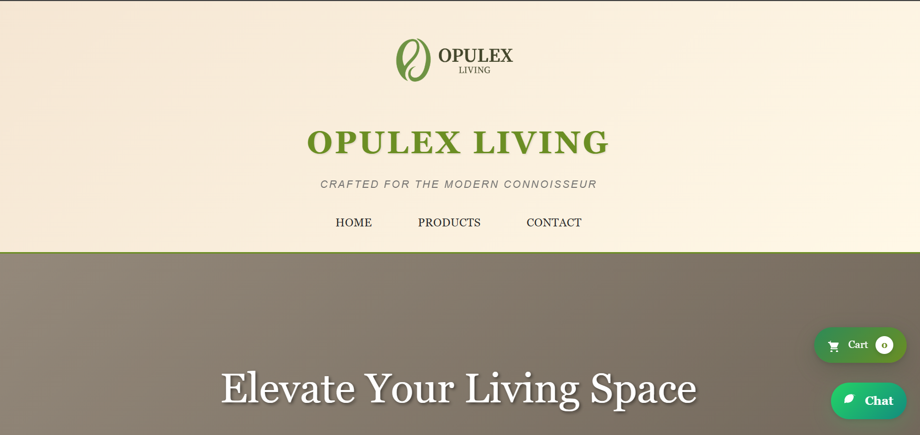 Opulex Living — E-Commerce Solution hero screenshot